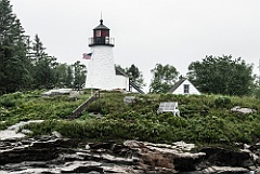 Burnt Island Light on Misty Day - Gritty Look